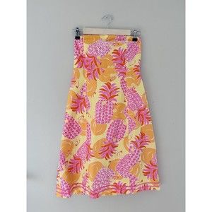 Lilly Pultizer Womens Sabring Strapless Dress Size 6 Sunrise Pina Colada Vintage